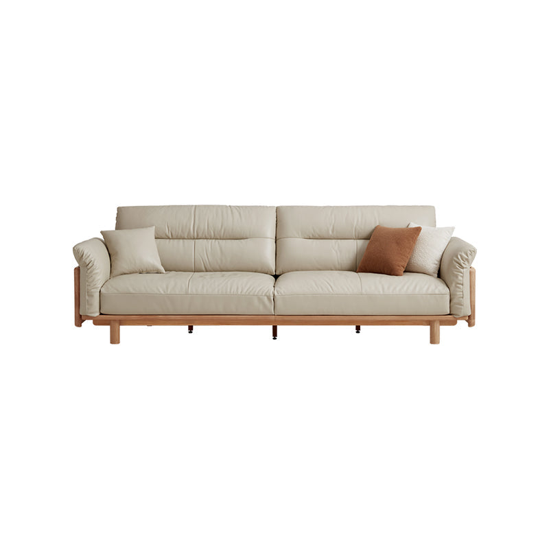 Holden 214cm/274cm/314cm FAS-Graded Solid American Oak Wood Multiple People Sofa Top-grain Leather Fabric
