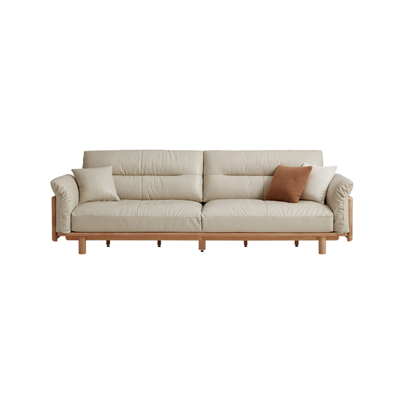 Holden 214cm/274cm/314cm FAS-Graded Solid American Oak Wood Multiple People Sofa Top-grain Leather Fabric