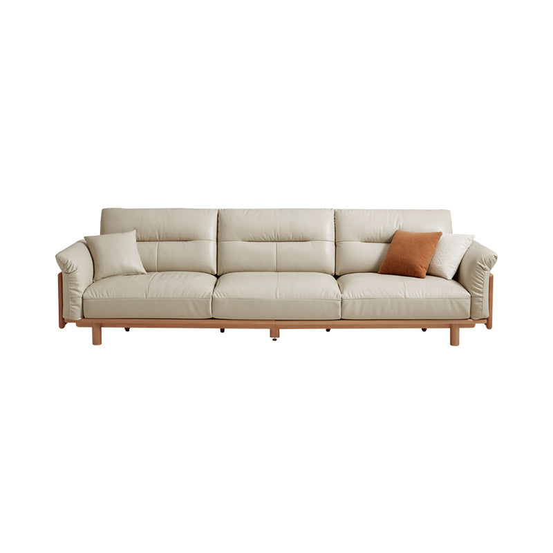 Holden 214cm/274cm/314cm FAS-Graded Solid American Oak Wood Multiple People Sofa Top-grain Leather Fabric