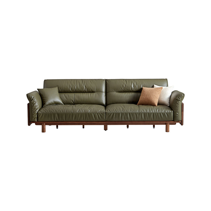 Holden 214cm/274cm/314cm FAS-Graded Solid American Oak Wood Multiple People Sofa Top-grain Leather Fabric