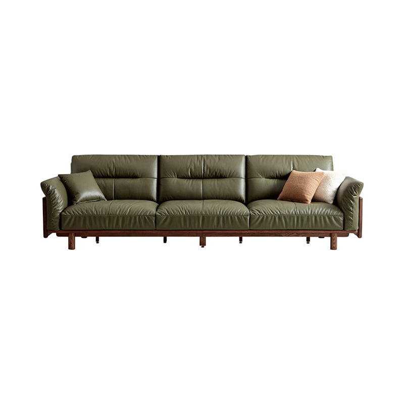 Holden 214cm/274cm/314cm FAS-Graded Solid American Oak Wood Multiple People Sofa Top-grain Leather Fabric