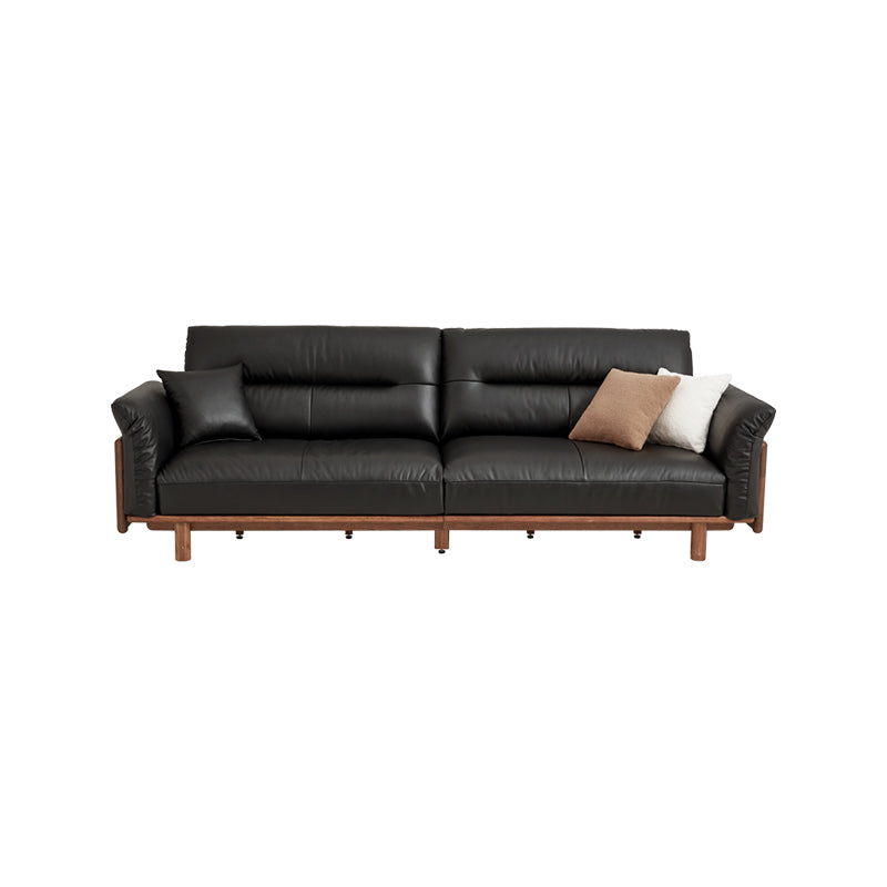 Holden 214cm/274cm/314cm FAS-Graded Solid American Oak Wood Multiple People Sofa Top-grain Leather Fabric