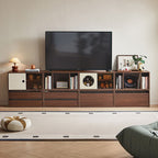 Mario Floor-standing Modular Storage Cabinet Chest Set for Home Walnut