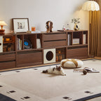 Mario Floor-standing Modular Storage Cabinet Chest Set for Home Walnut