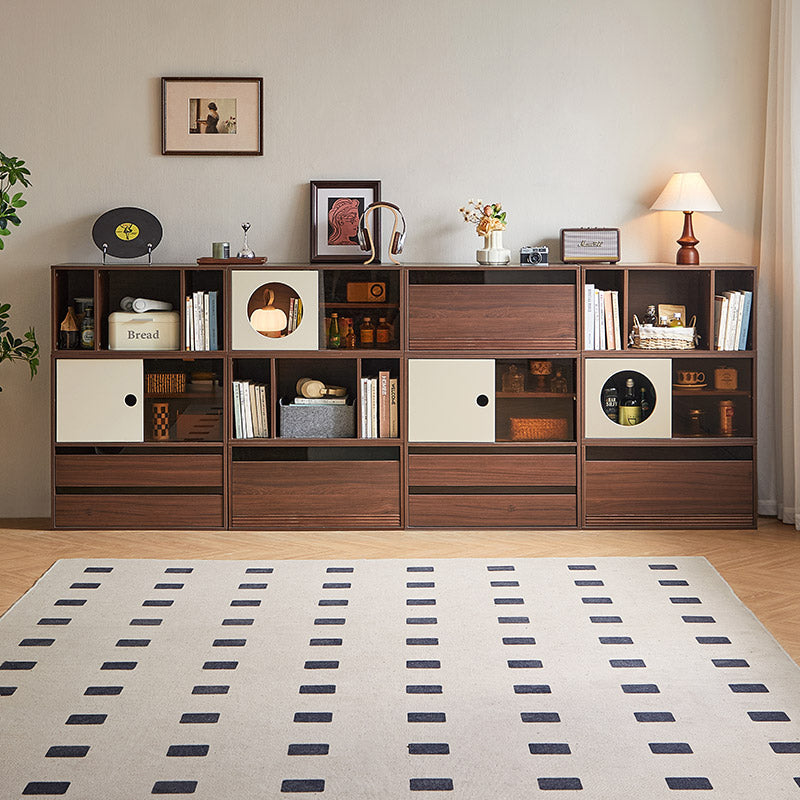 Mario Floor-standing Modular Storage Cabinet Chest Set for Home Walnut