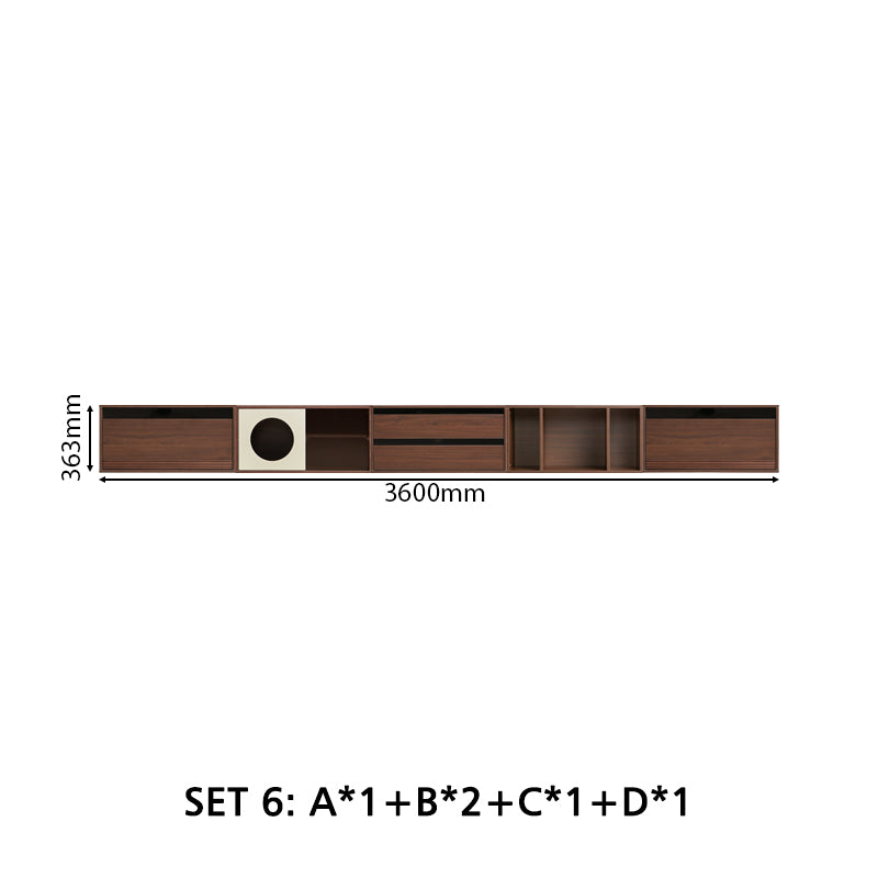 Mario Floor-standing Modular Storage Cabinet Chest Set for Home Walnut