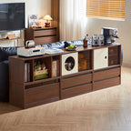 Mario Floor-standing Modular Storage Cabinet Chest Set for Home Walnut