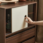 Mario Floor-standing Modular Storage Cabinet Chest Set for Home Walnut