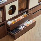 Mario Floor-standing Modular Storage Cabinet Chest Set for Home Walnut