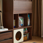Mario Floor-standing Modular Storage Cabinet Chest Set for Home Walnut