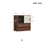 Mario Floor-standing Modular Storage Cabinet Chest Set for Home Walnut