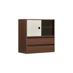 Mario Floor-standing Modular Storage Cabinet Chest Set for Home Walnut