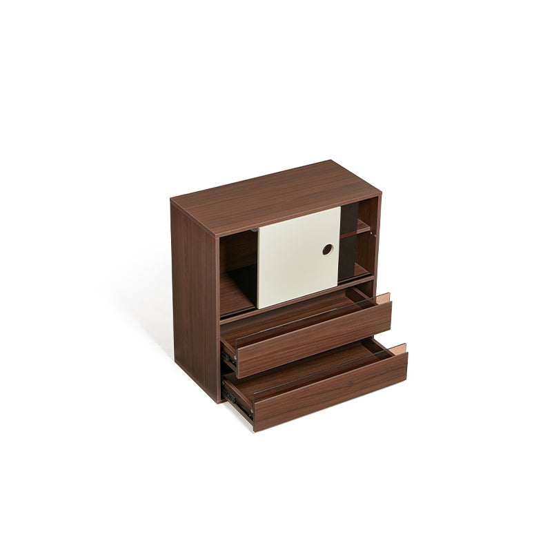 Mario Floor-standing Modular Storage Cabinet Chest Set for Home Walnut