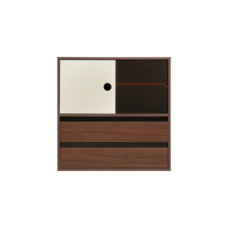 Mario Floor-standing Modular Storage Cabinet Chest Set for Home Walnut