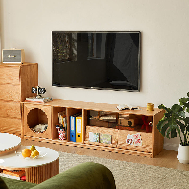 Edgar 1.8m/2m FAS-Graded Solid American Oak Wood Adjustable TV Stand/Entertainment Unit