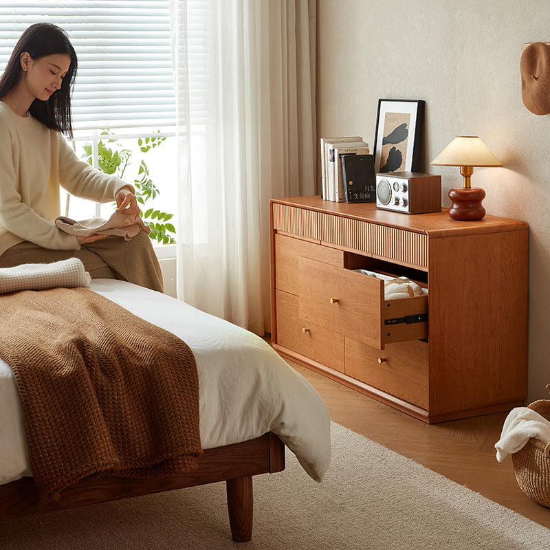 Agatha 7-Drawer Bedside Storage Cabinet for Home Natural Wood Color