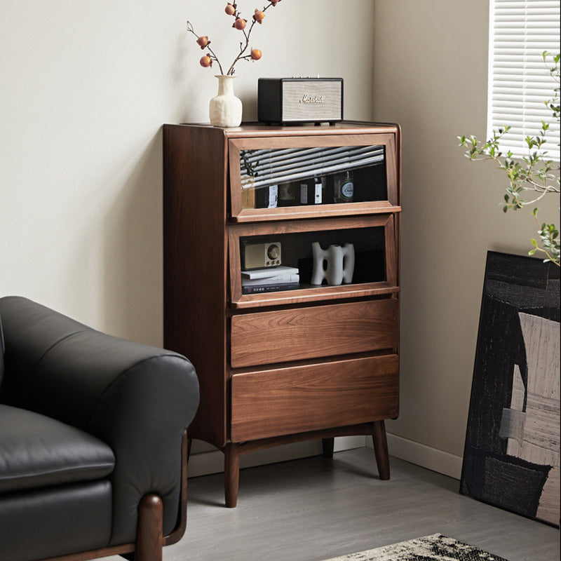 Hector 70cm FAS-Graded Solid Black Walnut Wood Flip-door Bookcase Display Shelf/Storage Cabinet