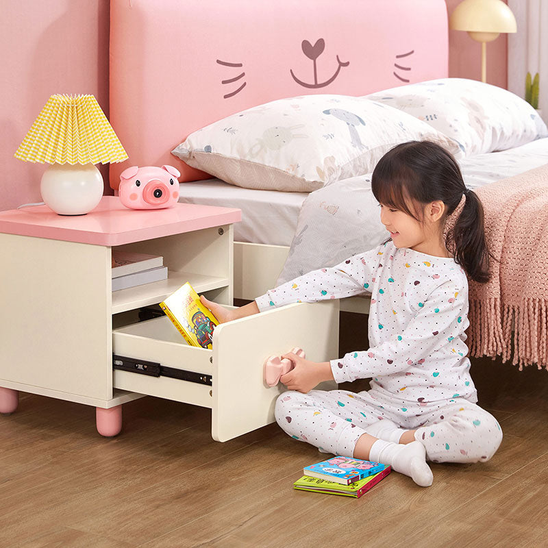 Jeremy 0.43m Children Side Table with Drawer White&Pink