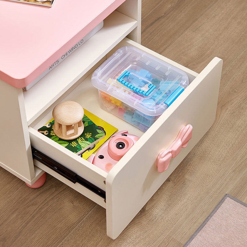 Jeremy 0.43m Children Side Table with Drawer White&Pink
