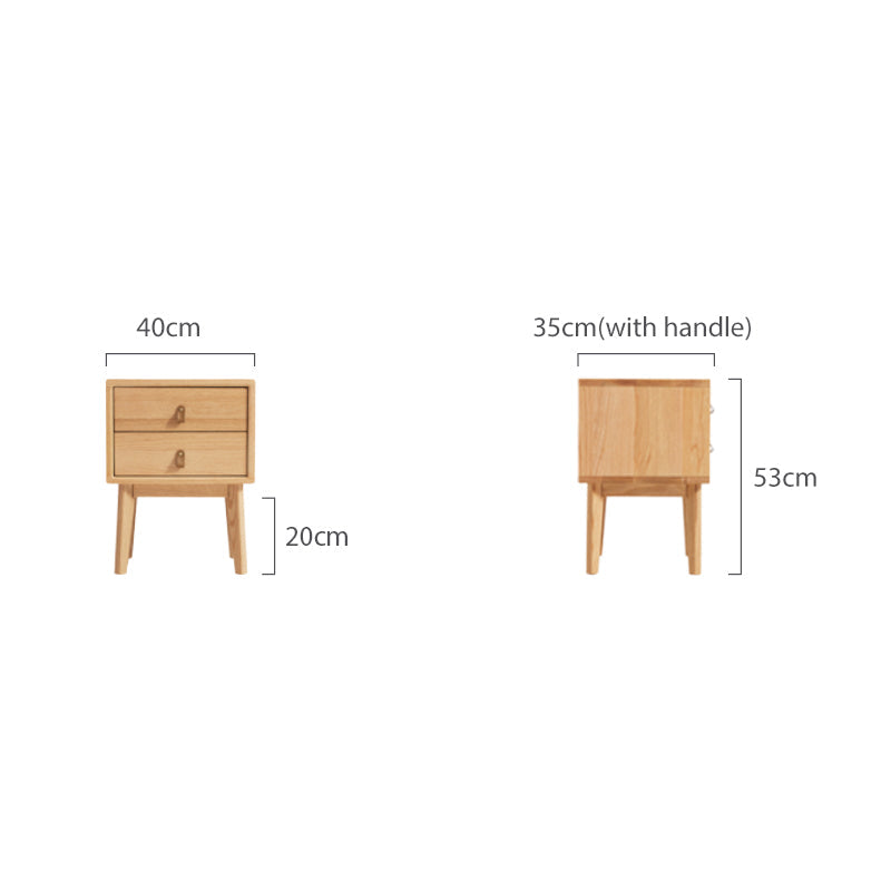 Harlan 40cm FAS-Graded Solid American Oak Wood Side Table/Bedside Table with Drawer For Bedroom