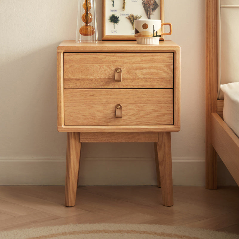 Harlan 40cm FAS-Graded Solid American Oak Wood Side Table/Bedside Table with Drawer For Bedroom