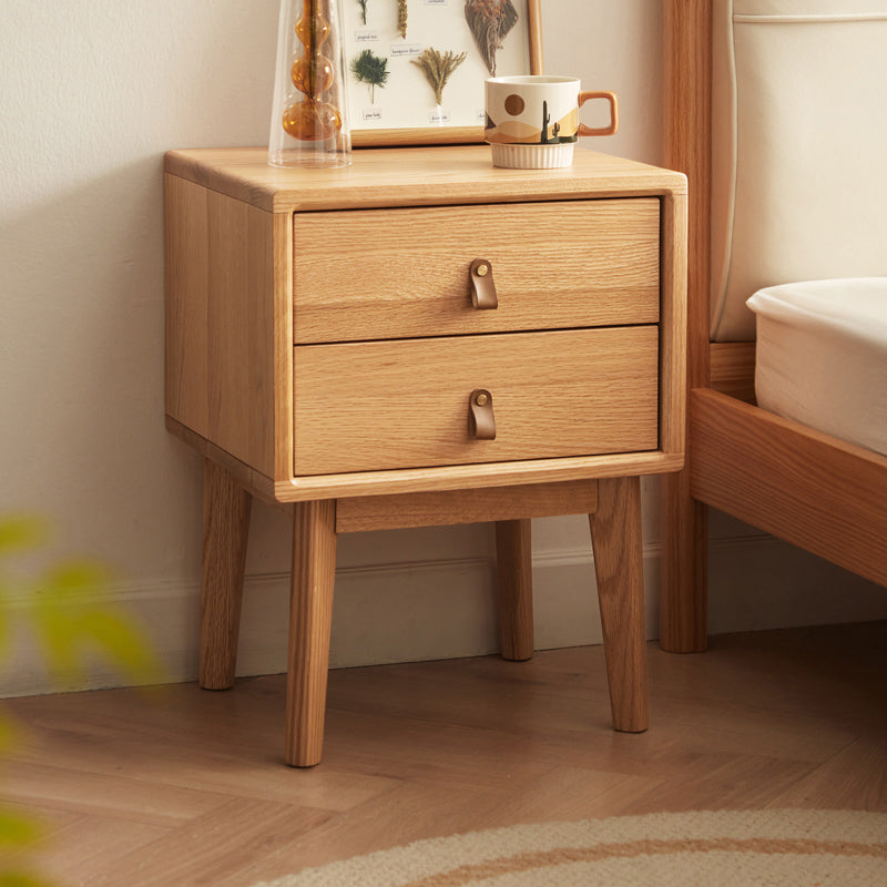 Harlan 40cm FAS-Graded Solid American Oak Wood Side Table/Bedside Table with Drawer For Bedroom