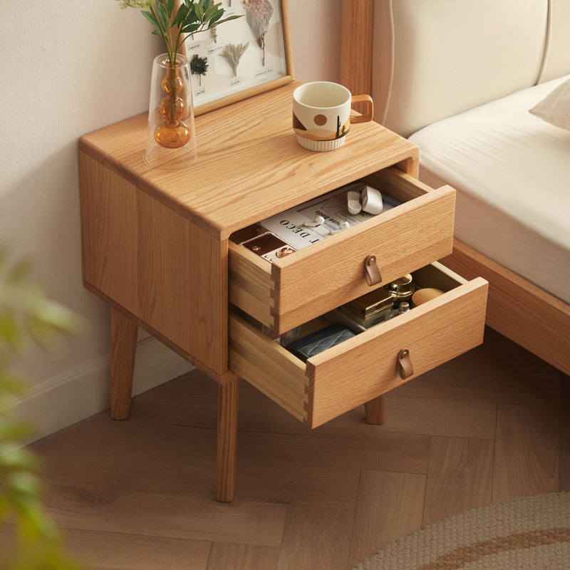Harlan 40cm FAS-Graded Solid American Oak Wood Side Table/Bedside Table with Drawer For Bedroom