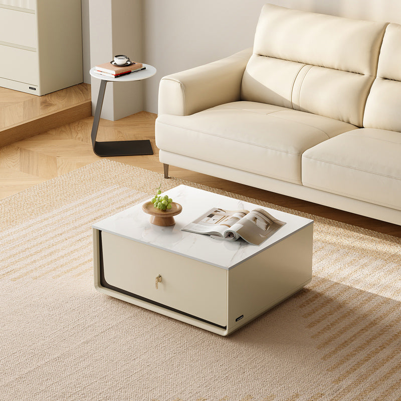 Preston Classic Design Square Coffee Table With Drawer/Side Table Set