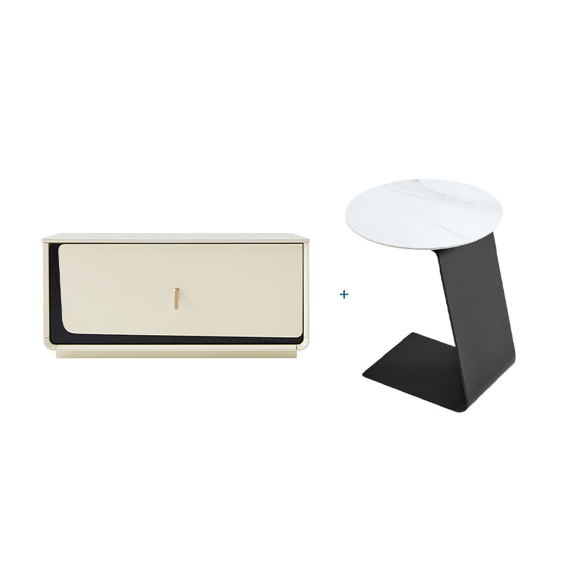 Preston Classic Design Square Coffee Table With Drawer/Side Table Set