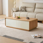 Hermoine 113cm Classic Design Coffee Table With Drawer White & Natural Wood
