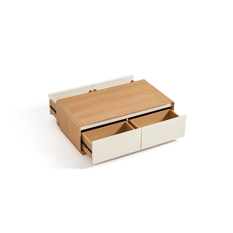 Hermoine 113cm Classic Design Coffee Table With Drawer White & Natural Wood