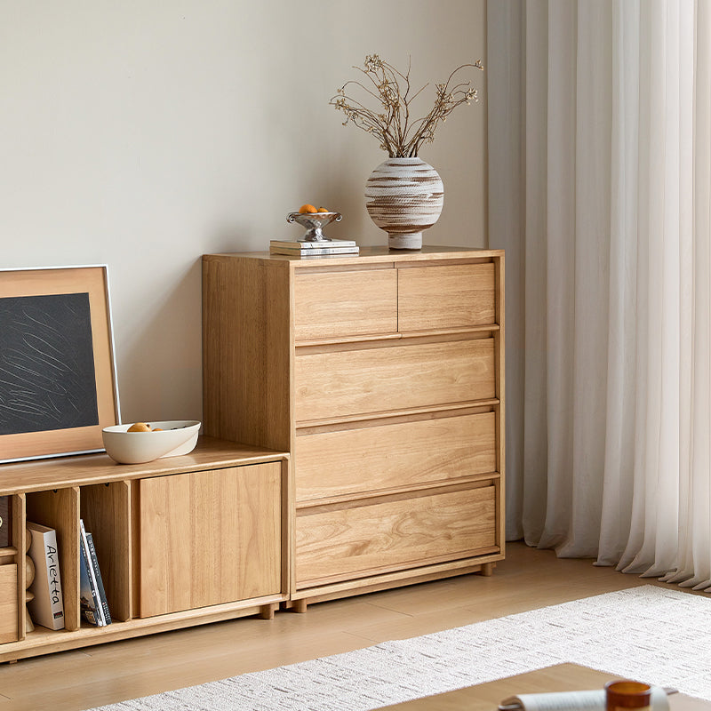 Vivian 0.6m/0.8m/1.5m Rubberwood Multi-Drawer Bedside Storage Cabinet for Home