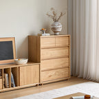 Vivian 0.6m/0.8m/1.5m Rubberwood Multi-Drawer Bedside Storage Cabinet for Home