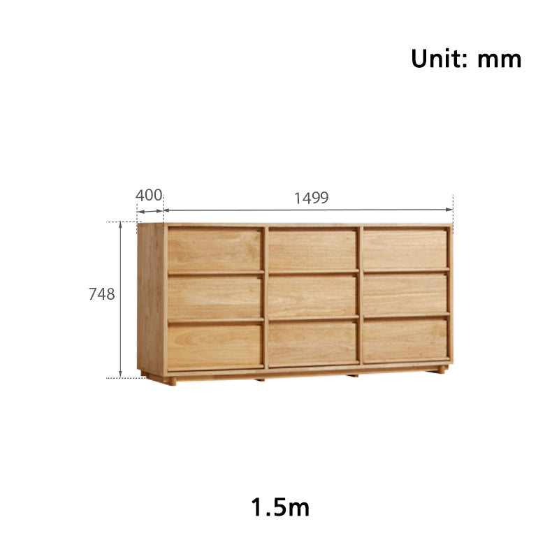 Vivian 0.6m/0.8m/1.5m Rubberwood Multi-Drawer Bedside Storage Cabinet for Home