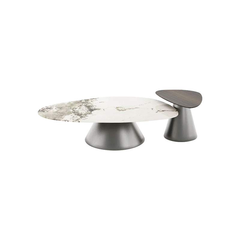 Irregular Shape Coffee Table Set with Carbon Steel Base