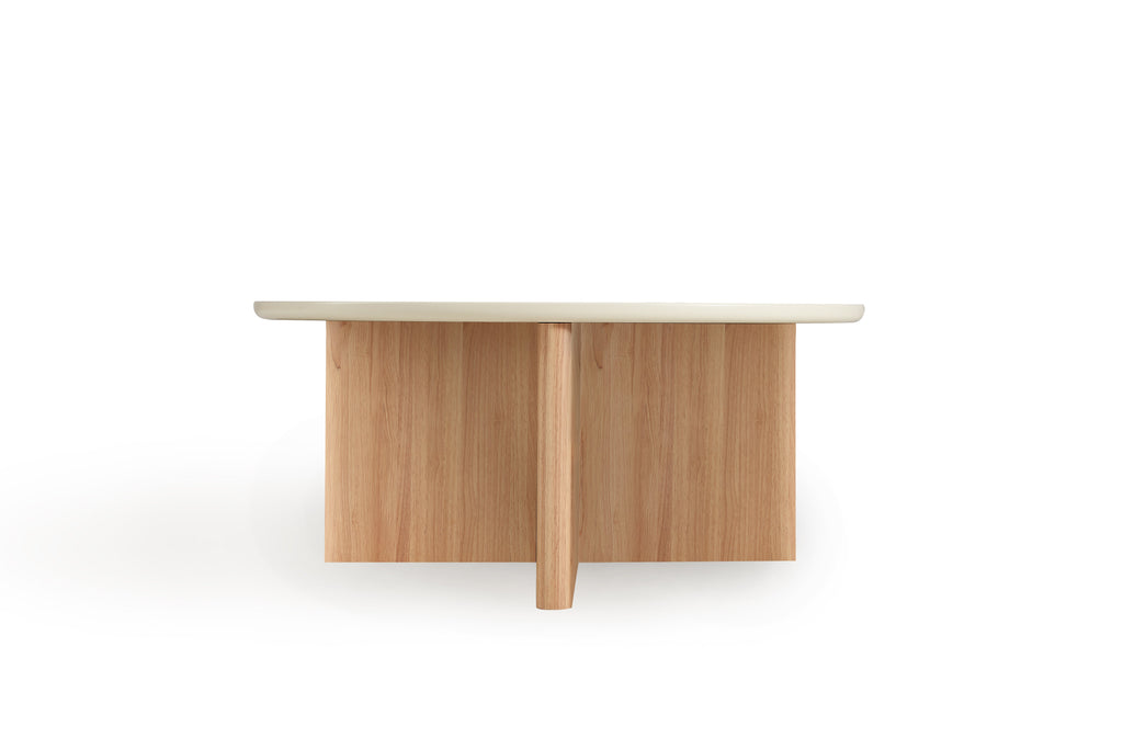 Eryka Ceramic Top Coffee Table With 3 Stools/Wood Base/Tea Table with Seats