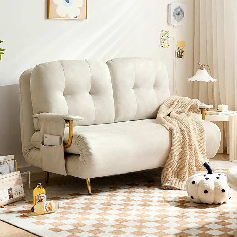 Space Wizard White Pet-Friendly Fabric Sofa Bed with Metal Legs/Folding Sofa