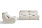 Inniss Cream White Single Seat Sofa Tech velvet Upholstered with Headrest/Floor Sofa