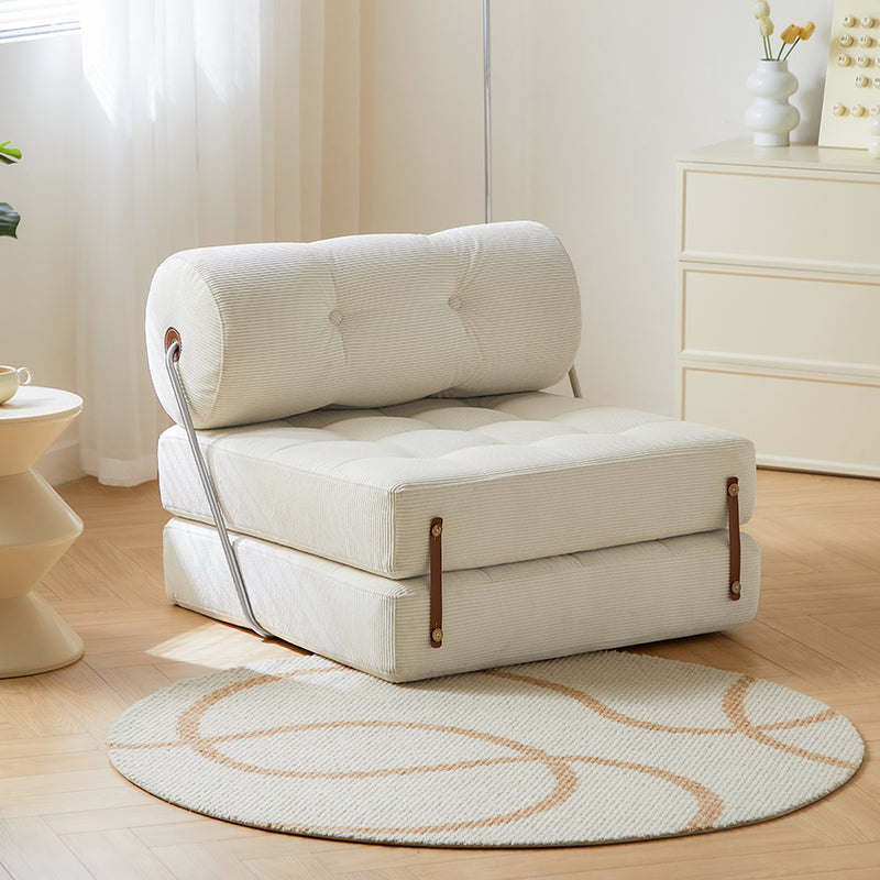 Space Wizard White Corduroy Single Sofa Bed/Folding Sofa