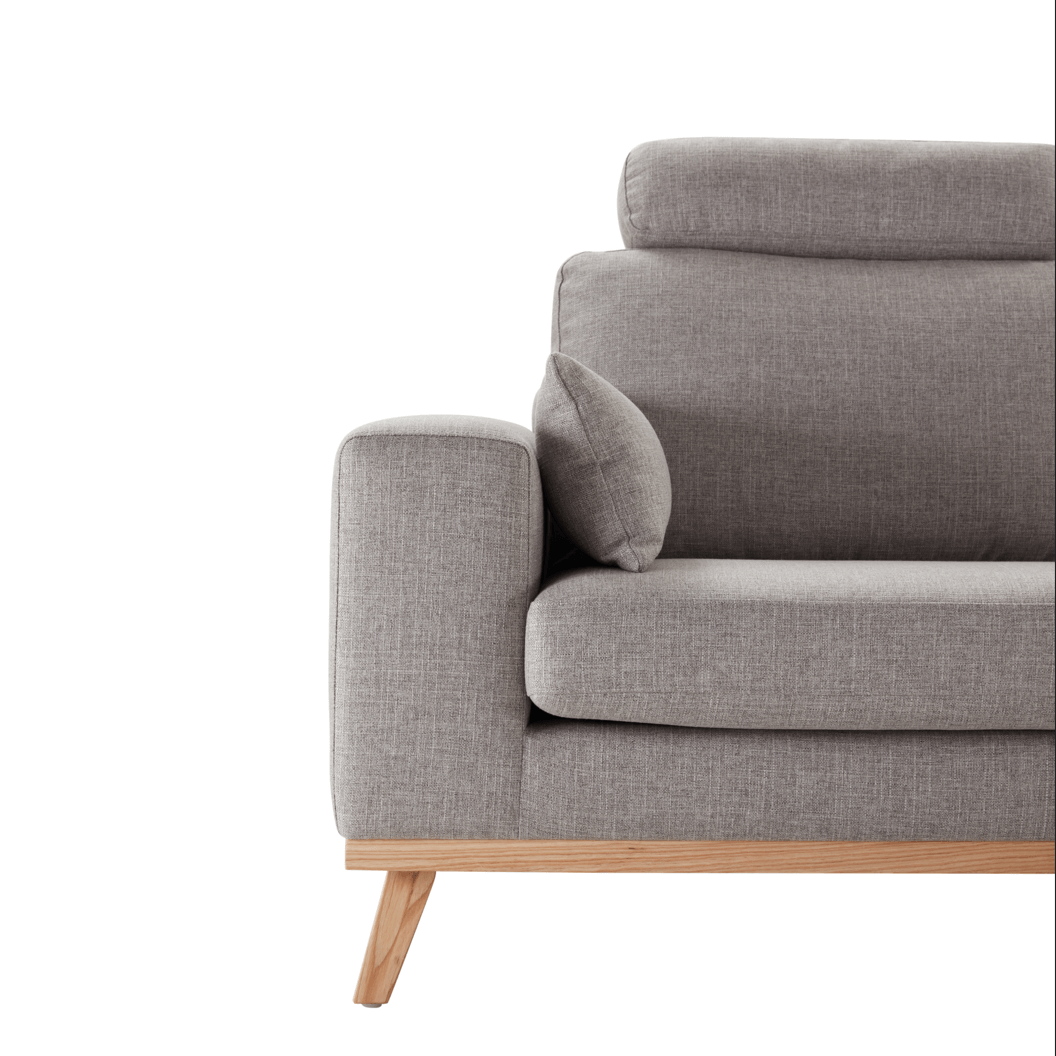 Hofni L Shape Three Seater Sofa/Linen Upholstery/Plywood Frame/Wood Legs/280cm