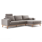 Hofni L Shape Three Seater Sofa/Linen Upholstery/Plywood Frame/Wood Legs/280cm