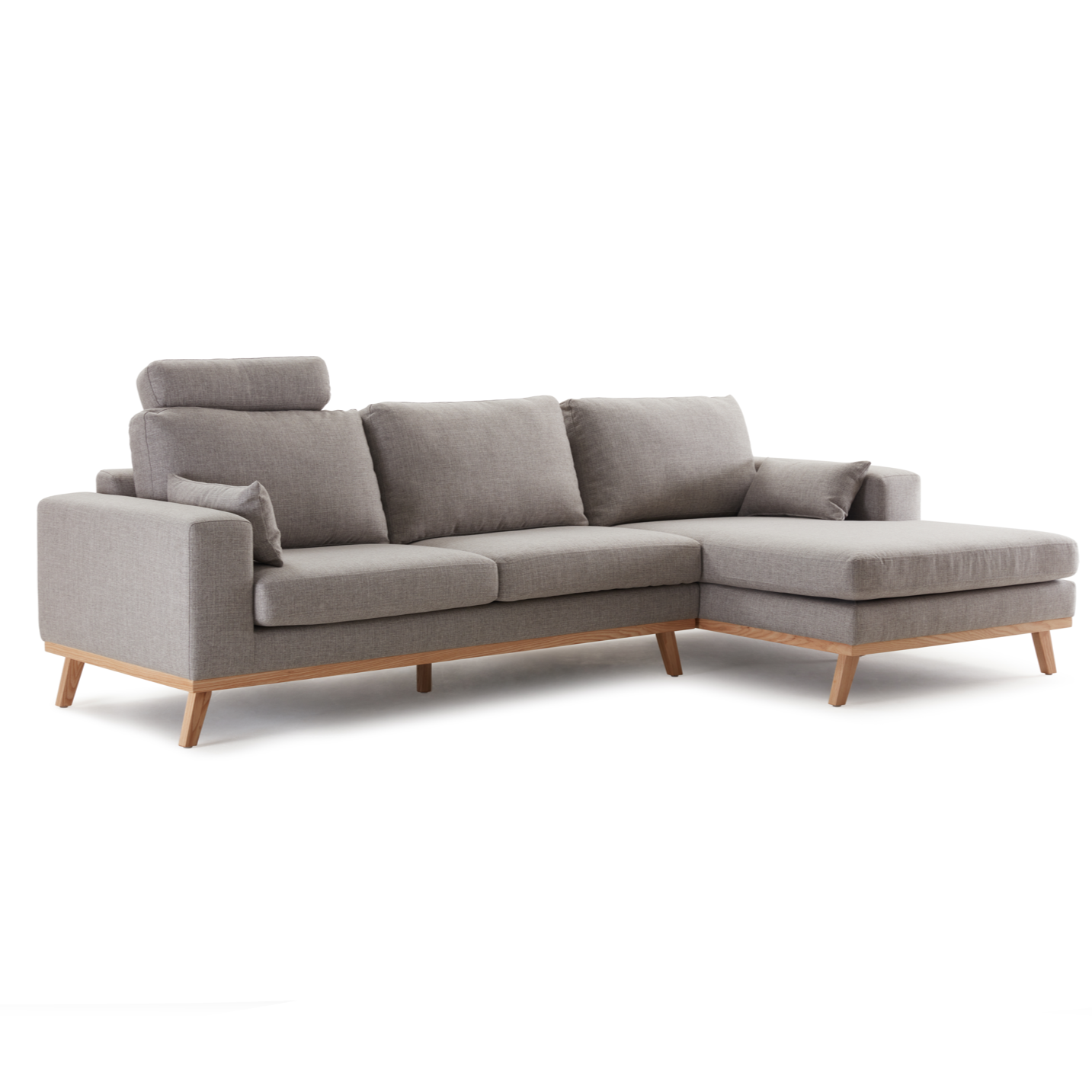 Hofni L Shape Three Seater Sofa/Linen Upholstery/Plywood Frame/Wood Legs/280cm