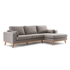Hofni L Shape Three Seater Sofa/Linen Upholstery/Plywood Frame/Wood Legs/280cm