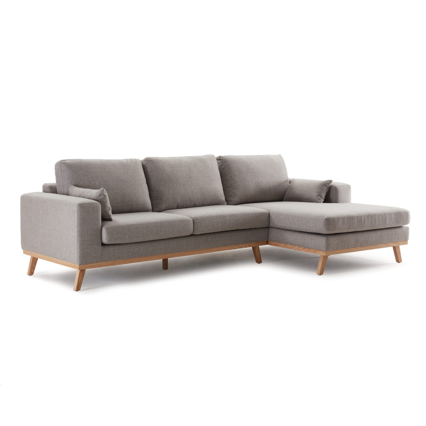 Hofni L Shape Three Seater Sofa/Linen Upholstery/Plywood Frame/Wood Legs/280cm