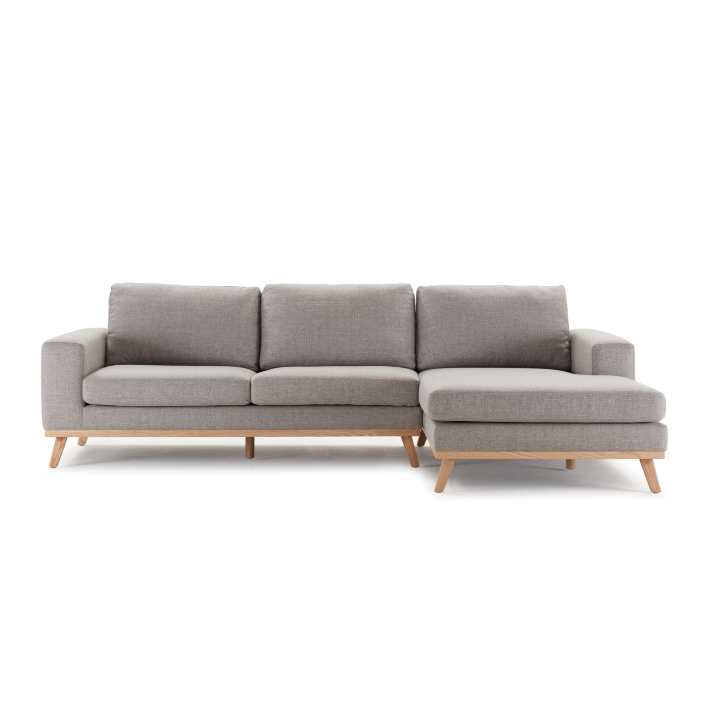 Hofni L Shape Three Seater Sofa/Linen Upholstery/Plywood Frame/Wood Legs/280cm