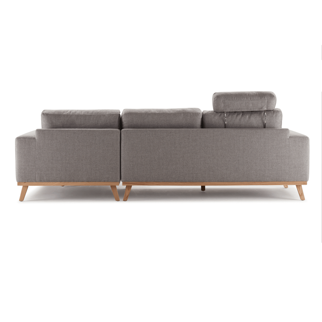 Hofni L Shape Three Seater Sofa/Linen Upholstery/Plywood Frame/Wood Legs/280cm