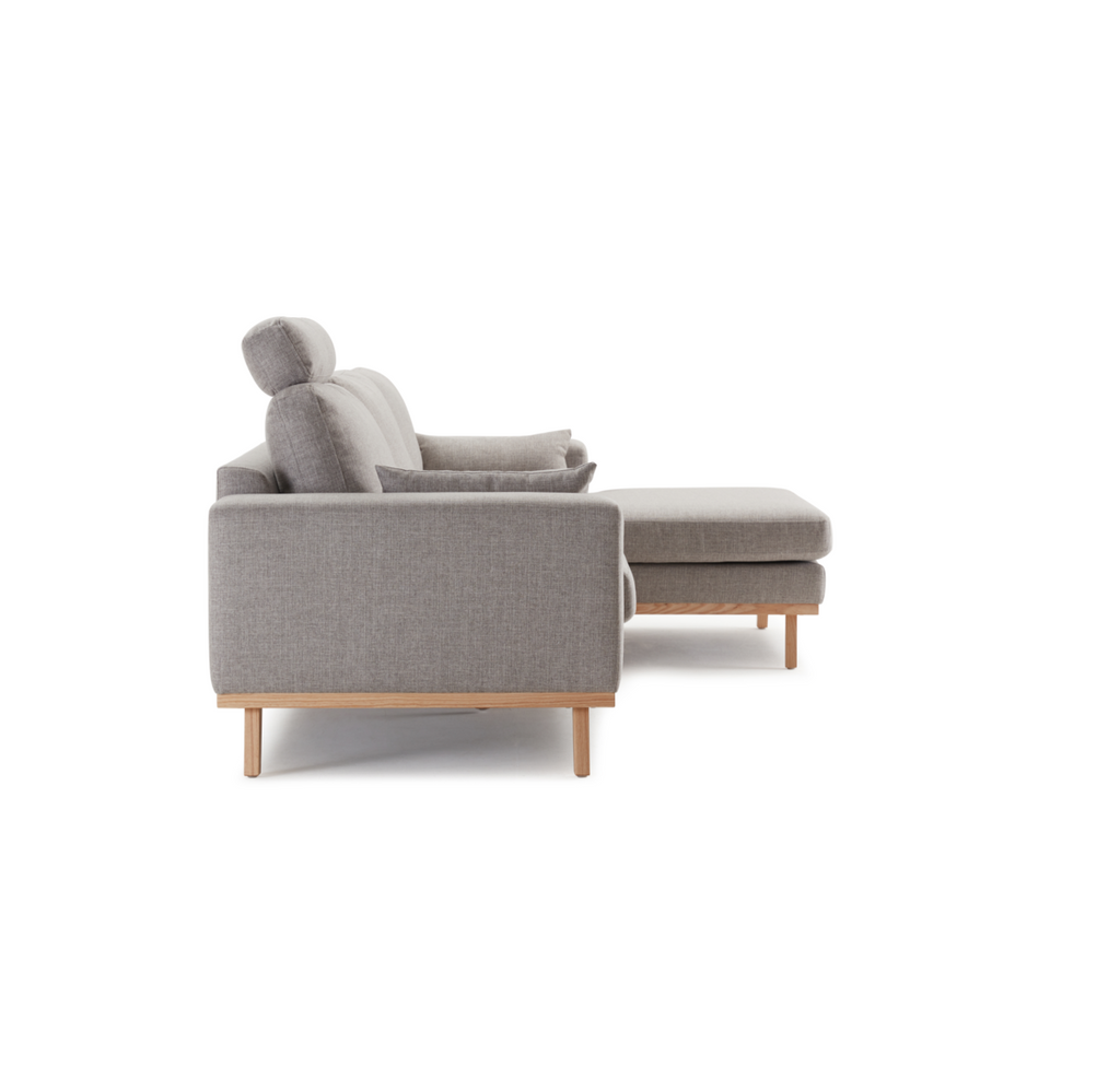 Hofni L Shape Three Seater Sofa/Linen Upholstery/Plywood Frame/Wood Legs/280cm