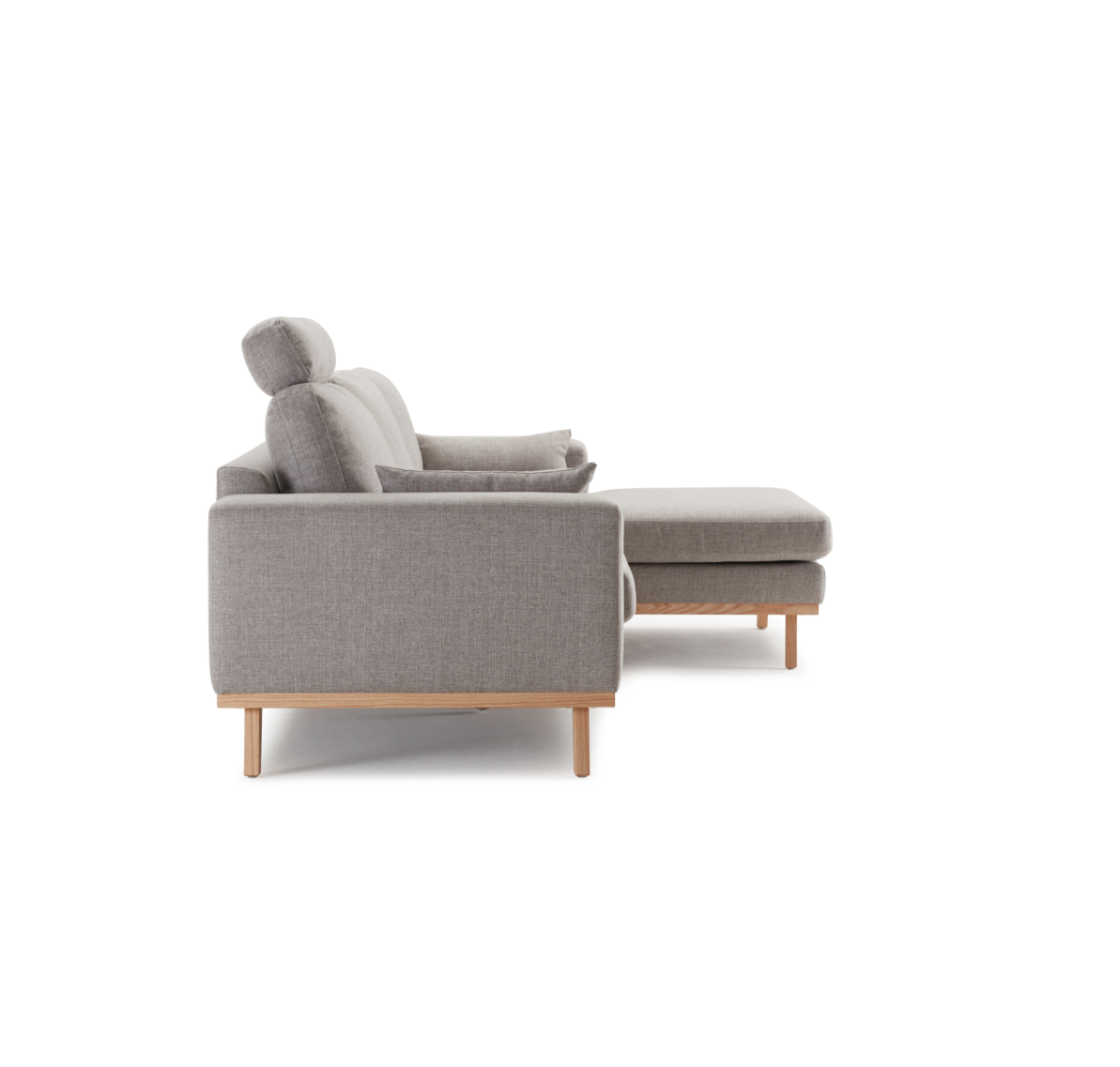 Hofni L Shape Three Seater Sofa/Linen Upholstery/Plywood Frame/Wood Legs/280cm