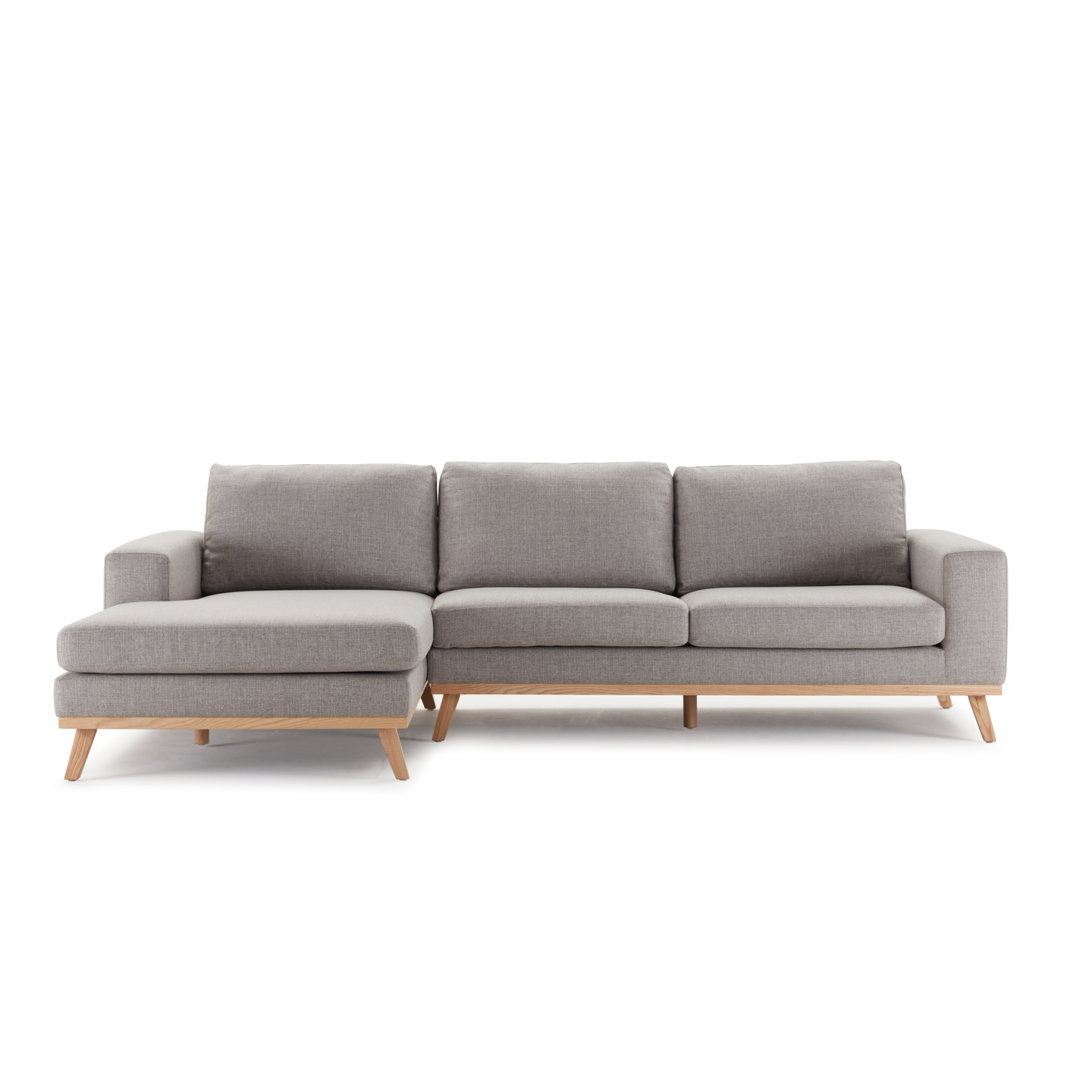 Hofni L Shape Three Seater Sofa/Linen Upholstery/Plywood Frame/Wood Legs/280cm