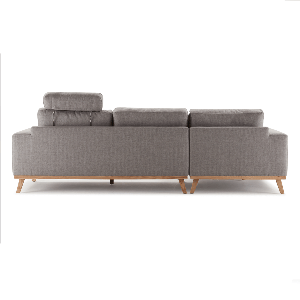 Hofni L Shape Three Seater Sofa/Linen Upholstery/Plywood Frame/Wood Legs/280cm